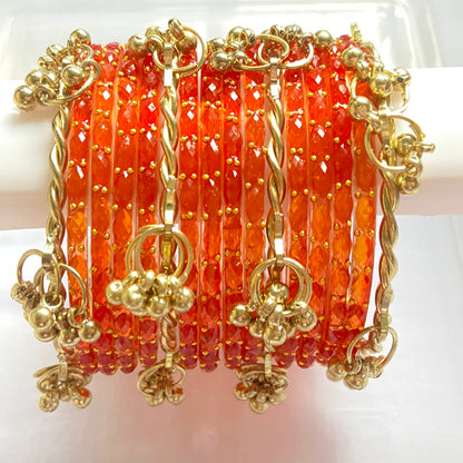 Orange Raindrop Bangles Set