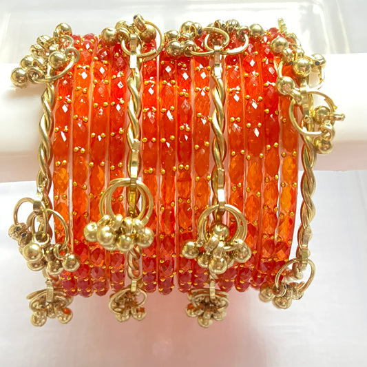 Orange Raindrop Bangles Set