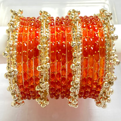 Orange Raindrop Bangles Set