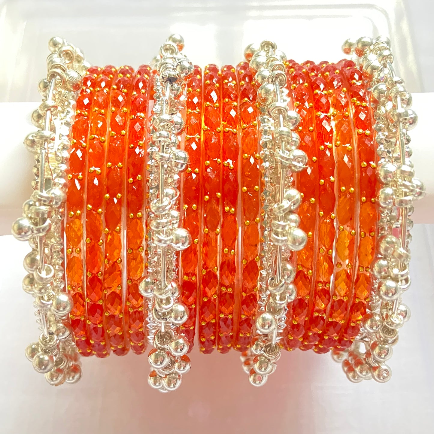 Orange Raindrop Bangles Set