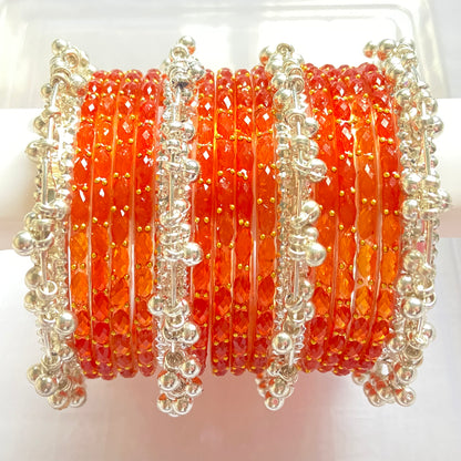 Orange Raindrop Bangles Set