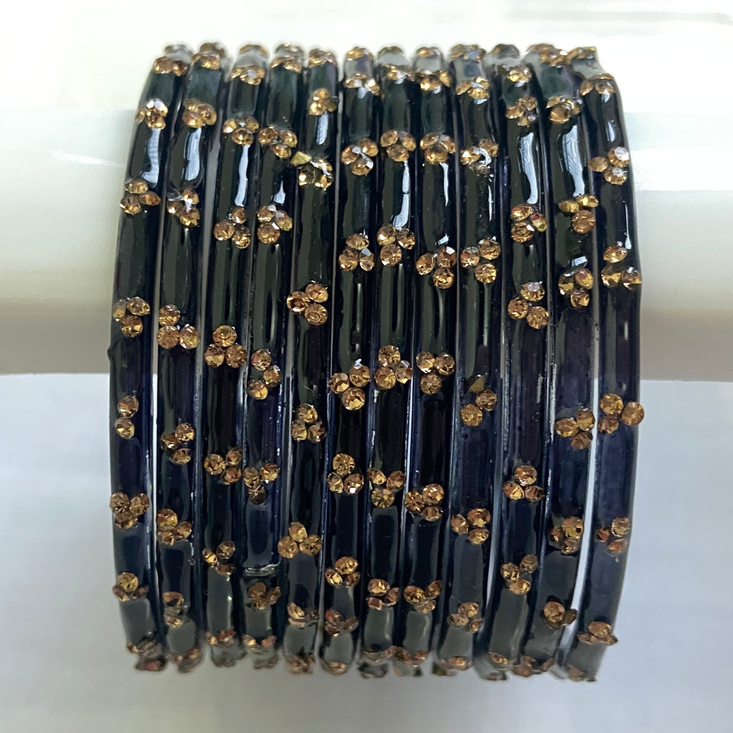 Black Triple Stone Bangles Set
