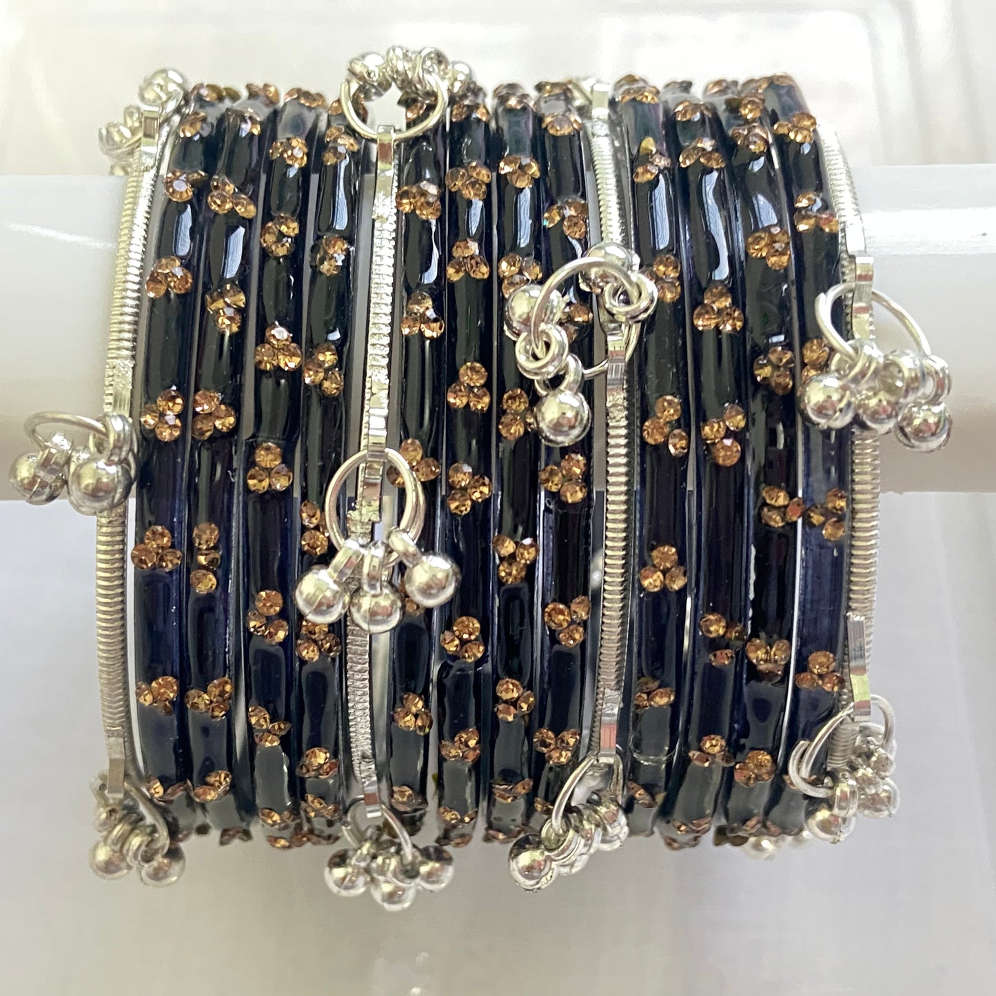 Black Triple Stone Bangles Set