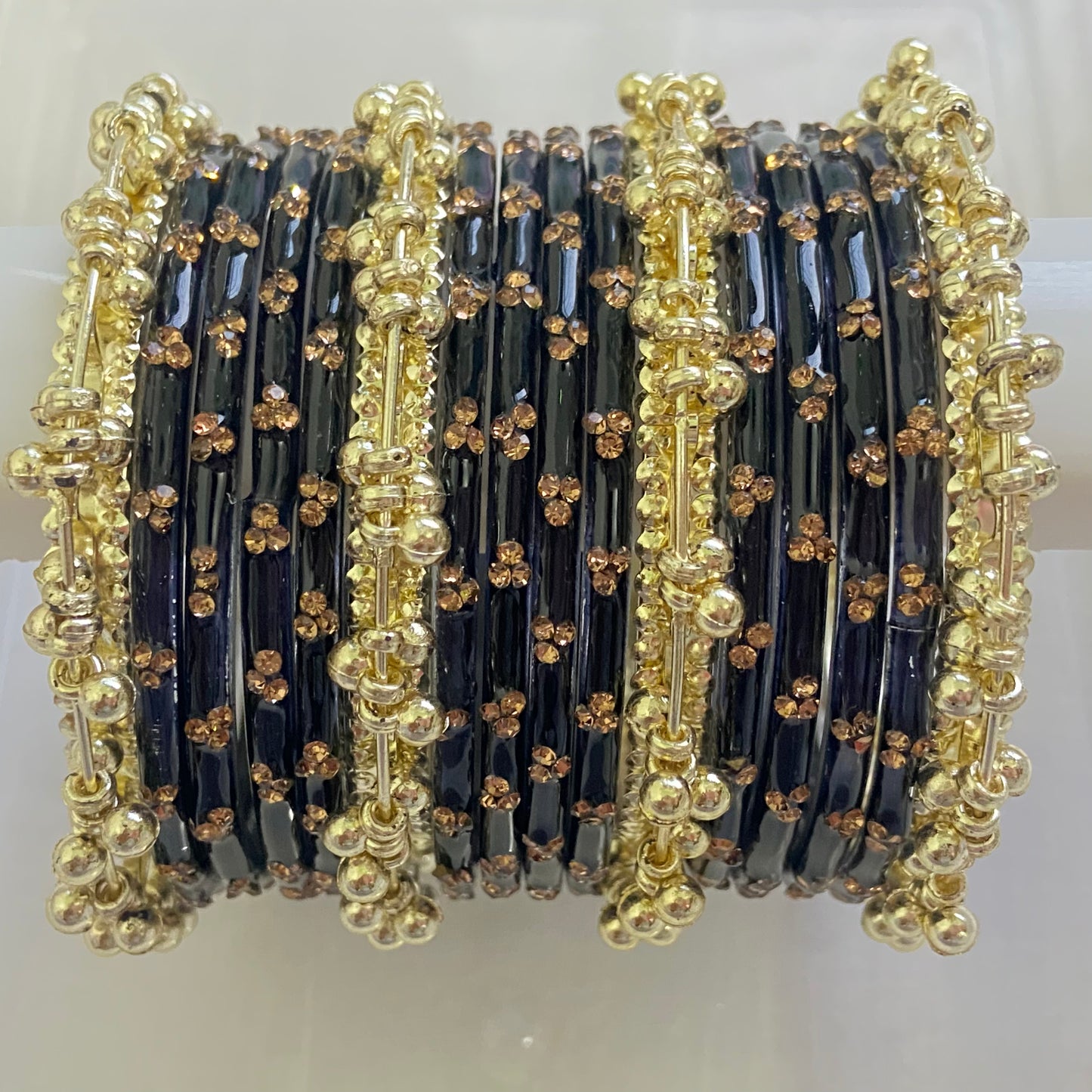 Black Triple Stone Bangles Set
