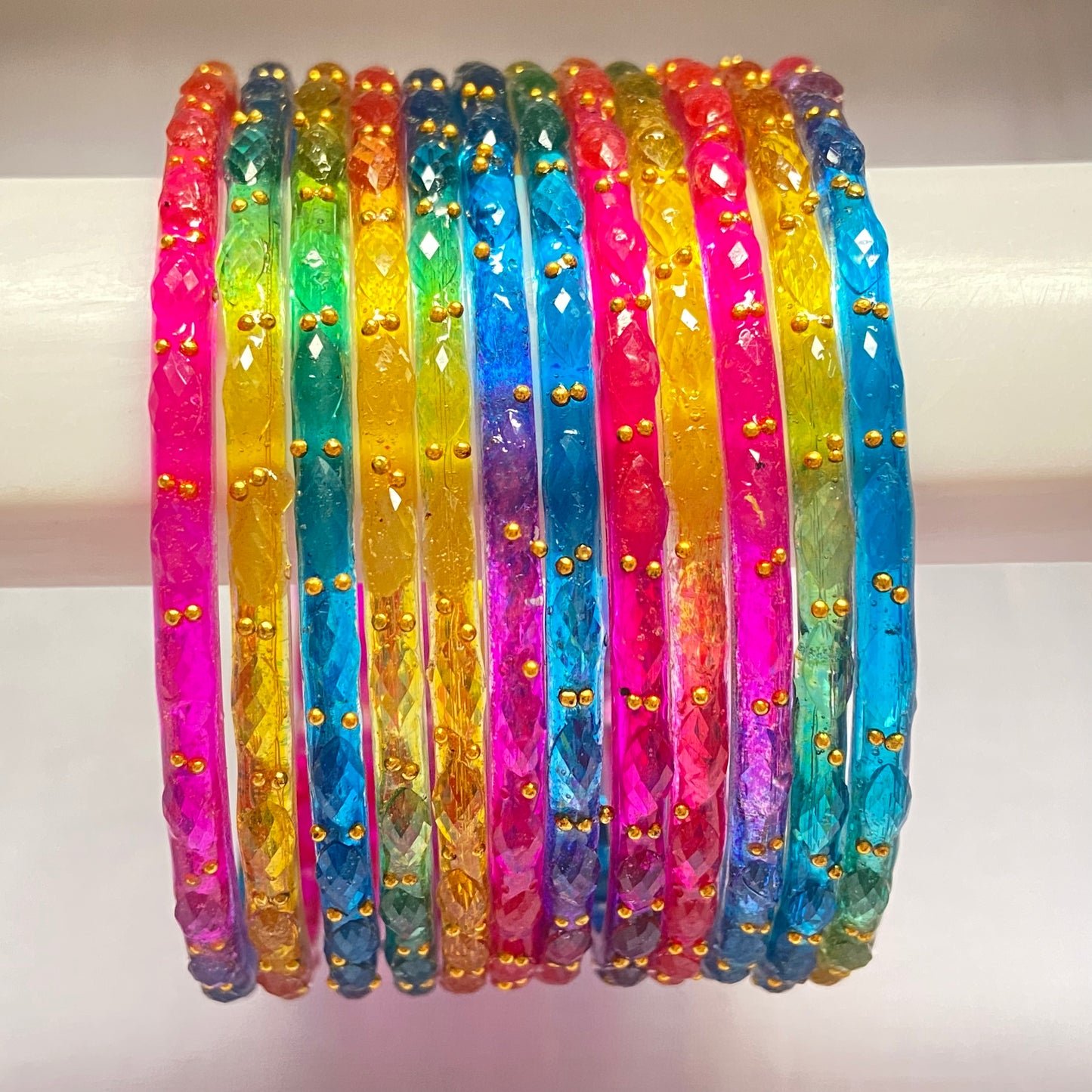 Deep Multicolor Raindrop Bangles Set