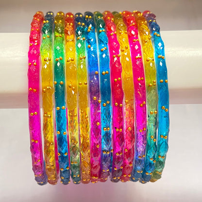 Deep Multicolor Raindrop Bangles Set