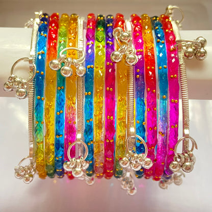 Deep Multicolor Raindrop Bangles Set