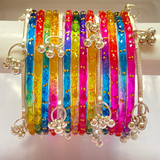 Deep Multicolor Raindrop Bangles Set