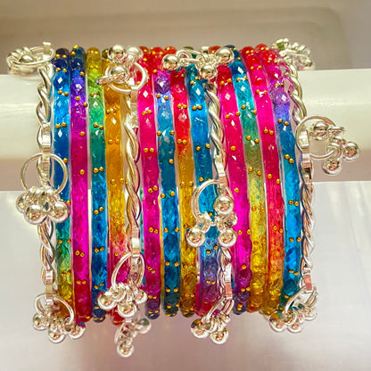 Deep Multicolor Raindrop Bangles Set