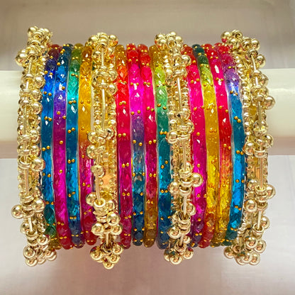 Deep Multicolor Raindrop Bangles Set