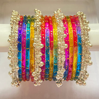 Deep Multicolor Raindrop Bangles Set