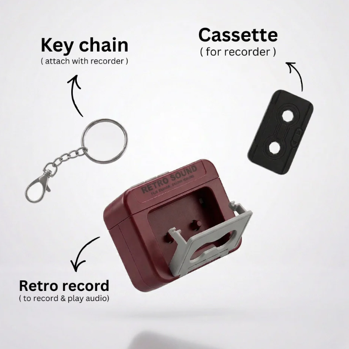 Retro Audio Recorder Keychain